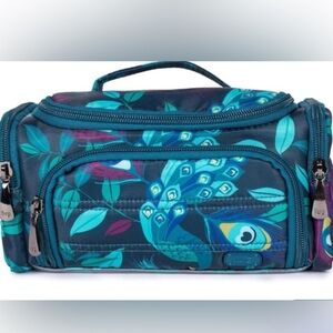 NWT Lug Trolley Cosmetic Bag. Colorful Peacock Print. MFG Tags Are Attched